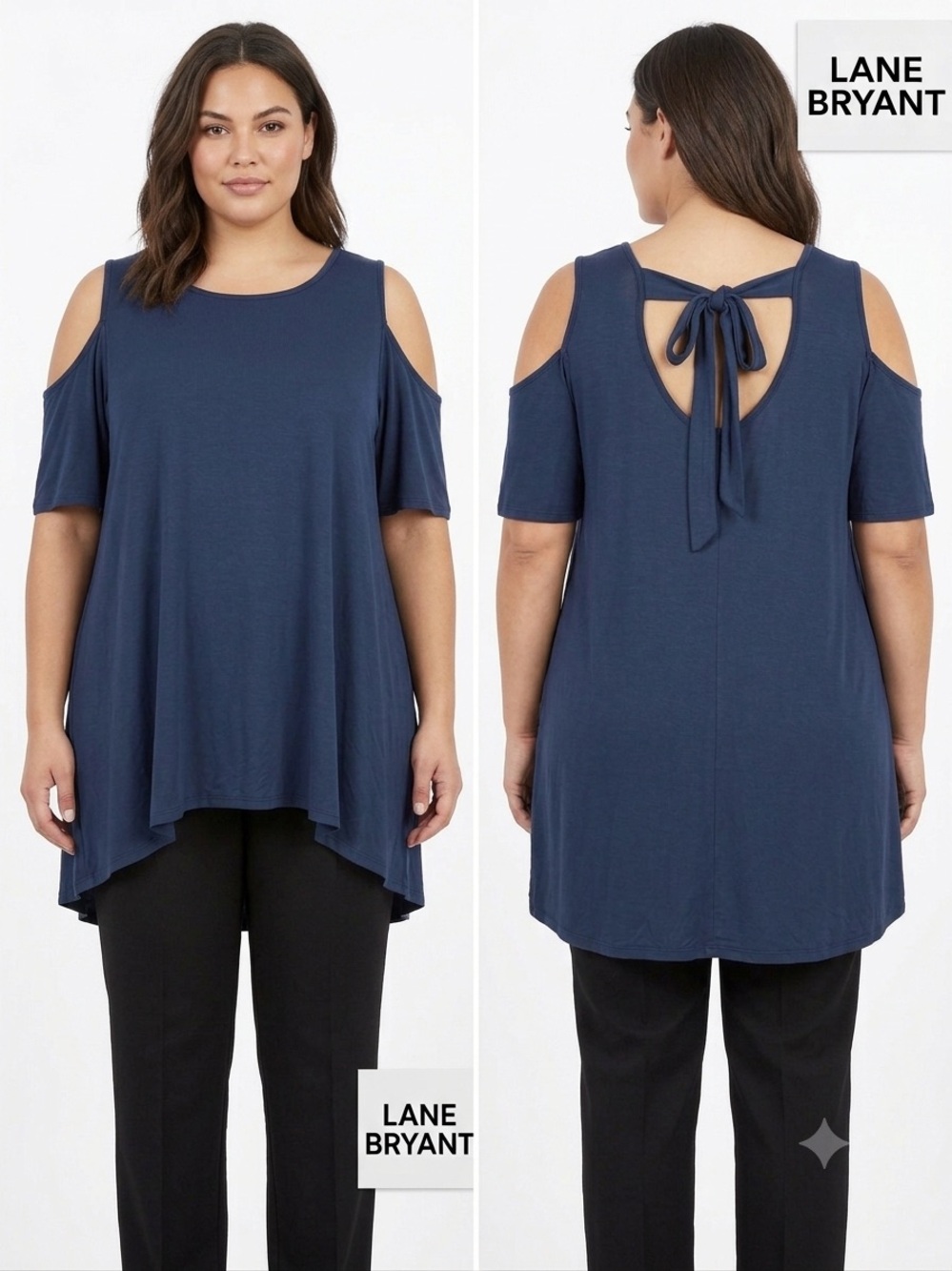 Lane Bryant Cold Shoulder Back Neck Tie Swing Tee 22/24